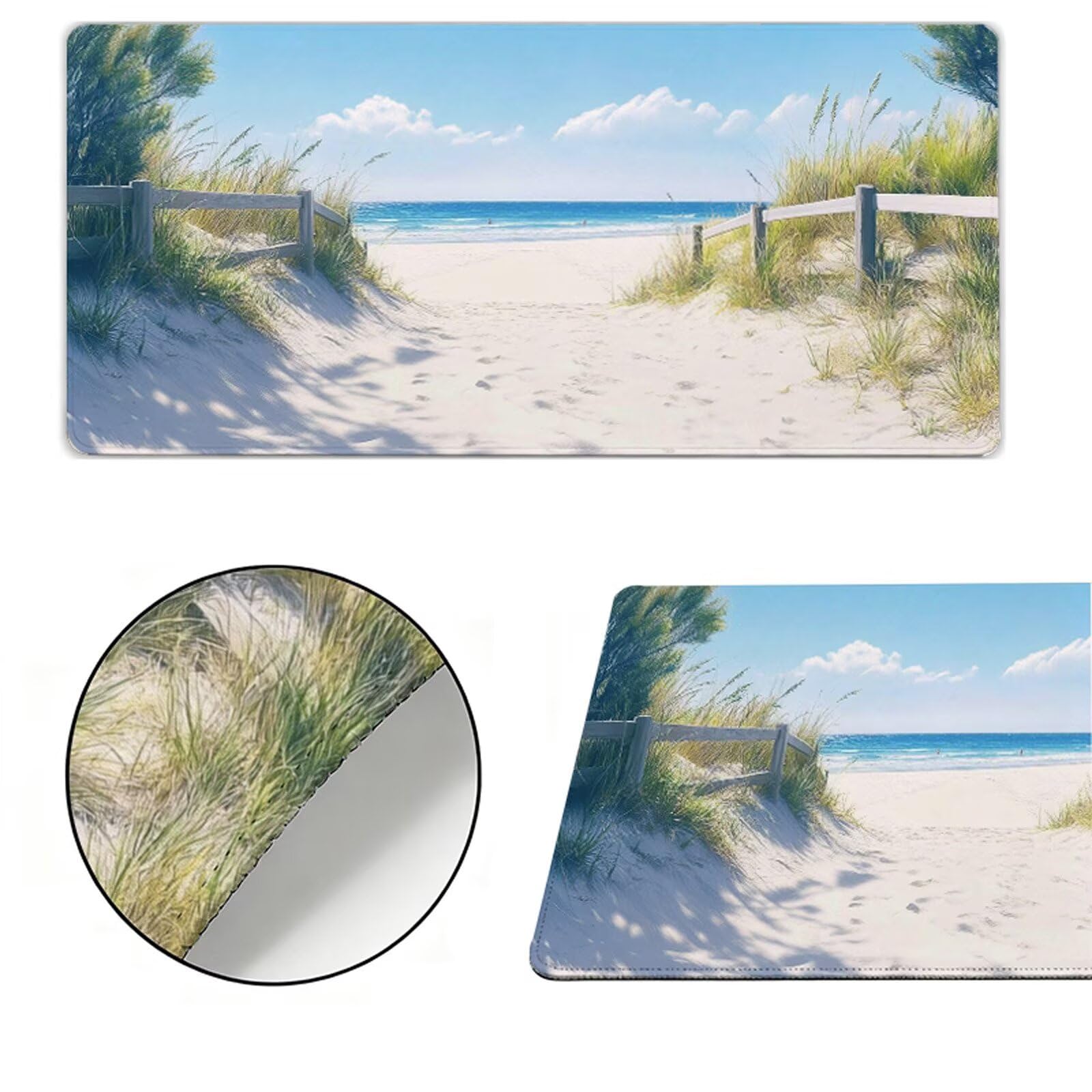 Podkładka pod mysz XXL 1200x400x3mm Podkładka pod mysz plażową podkładka pod mysz ocean poprawia precyzję i szybkość, wodoodporne antypoślizgowe, szyte krawędzie, akcesoria do gier, komputer, prezent