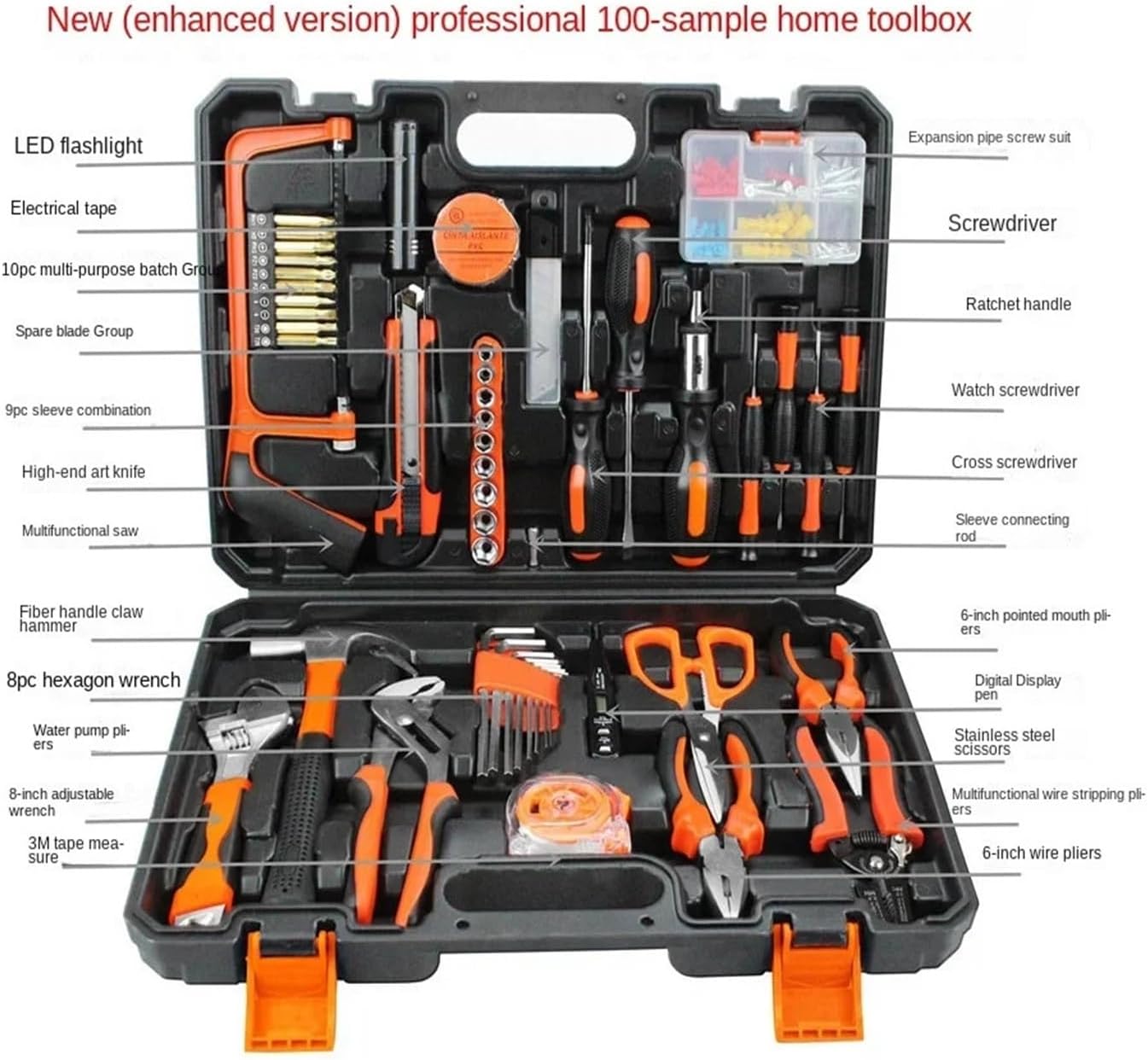 Home Tool Kit with Case Tool Set Compatible with Home Ultimate Tool Box Kit with Durable Screwdrivers Pliers Hammer Wrenches and More