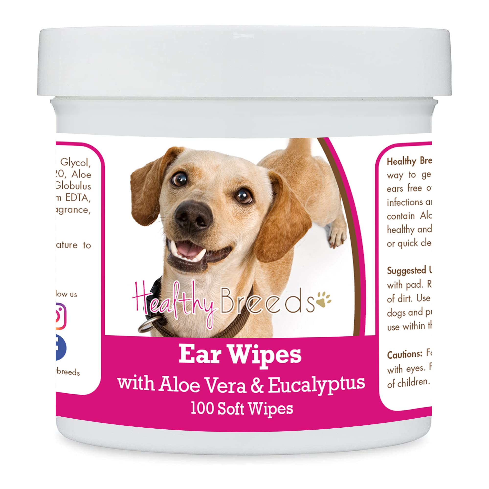 Healthy Breeds Chiweenie Ear Cleaning Wipes with Aloe &amp; Eucalyptus for Dogs 100 Count
