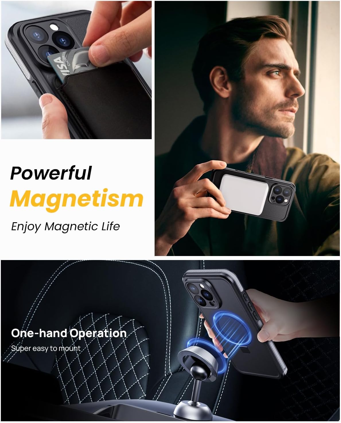 Lanhiem Magnetic for iPhone 16 Pro Max Waterproof Case, Dustproof Case Built-in Screen Protector, [Fit for MagSafe] [Invisible Stand] Shockproof Heavy Duty Underwater Case for 16 Pro Max (Black) - Image 6
