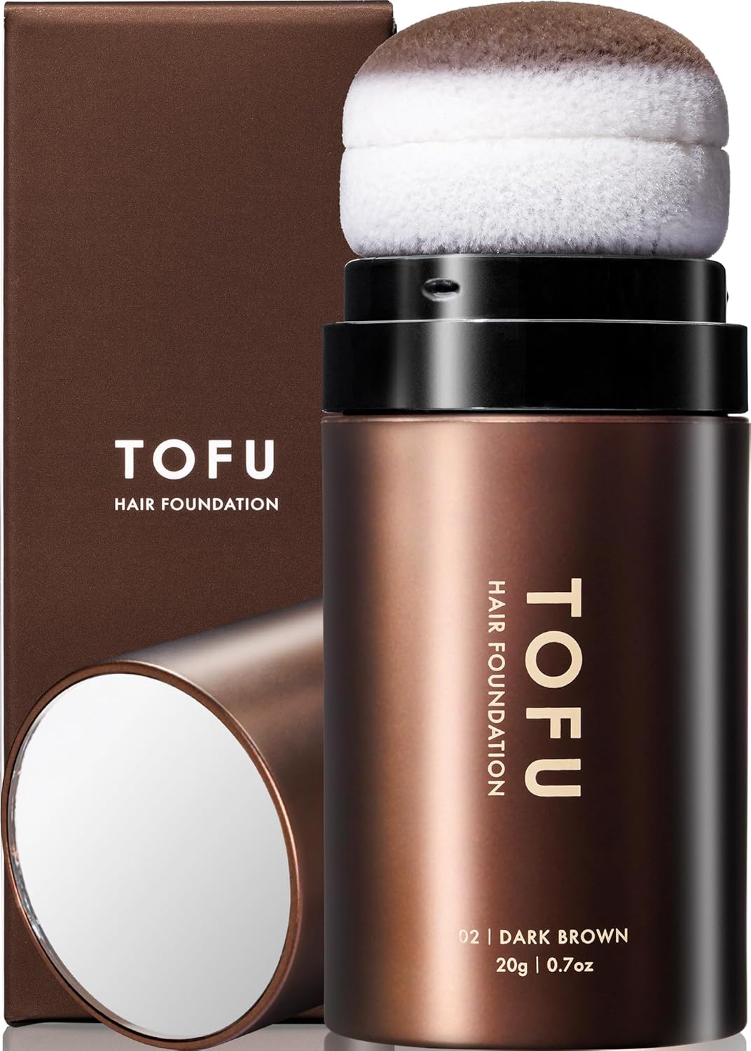 【頭皮ケアブランド公式】TOFU ヘアファンデーション 白髪隠し 薄毛隠し パウダー 男女兼用【白髪も薄毛も１本で自然に仕上がる】 増毛 生え際 円形脱毛症隠し （ダークブラウン／20g）