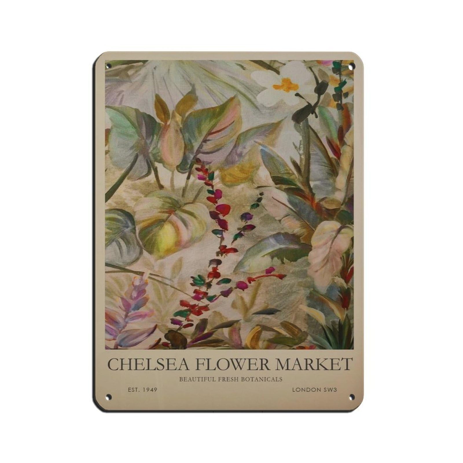 Chelsea Flower Market, London Poster, Tin Sign Vintage Metal Pub Club Cafe Bar Home Wall Art Decoration Poster Retro 12x16inch(30x40cm)