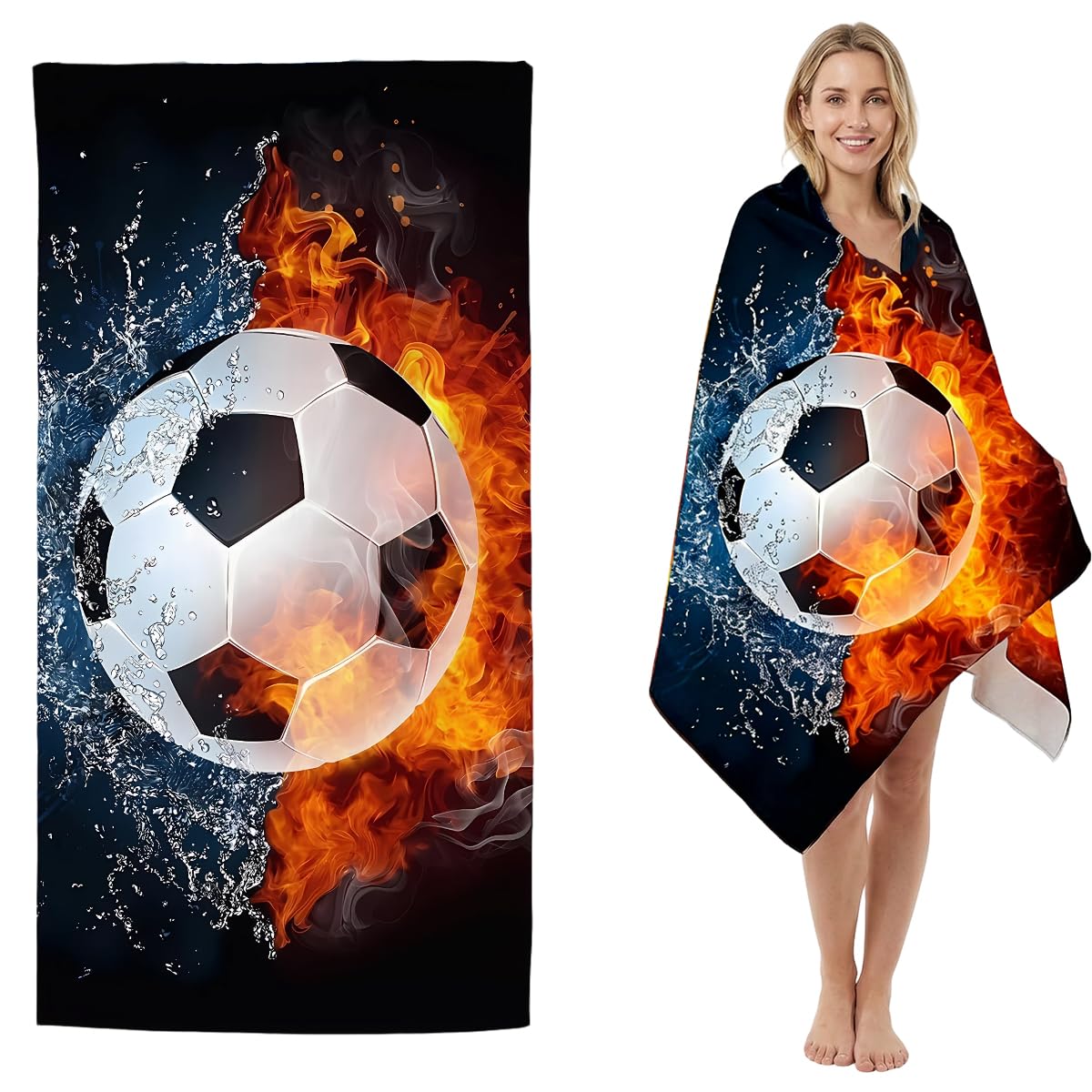 Wfkkmeq Brown Football Beach Towel, Football Microfibre Towels Super Absorbent Sandproof Beachs Bath Towels Pool Towel Swimmingtowel Lightweight Printed Beachtowels For Swimming Camping Bath (75 * 150Cm)