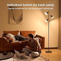 Vista 3 de SIBRILLE 36W LED Tree Floor Lamp, Dimmable Tall Standing Lamp with Remote & Touch Control, 4 Color Temperatures Bright Floor Lamp, 3 Rotatable Light