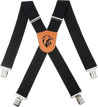 Heavy Duty Mens Suspenders.X-Shaped 2” Wide Strong Clips