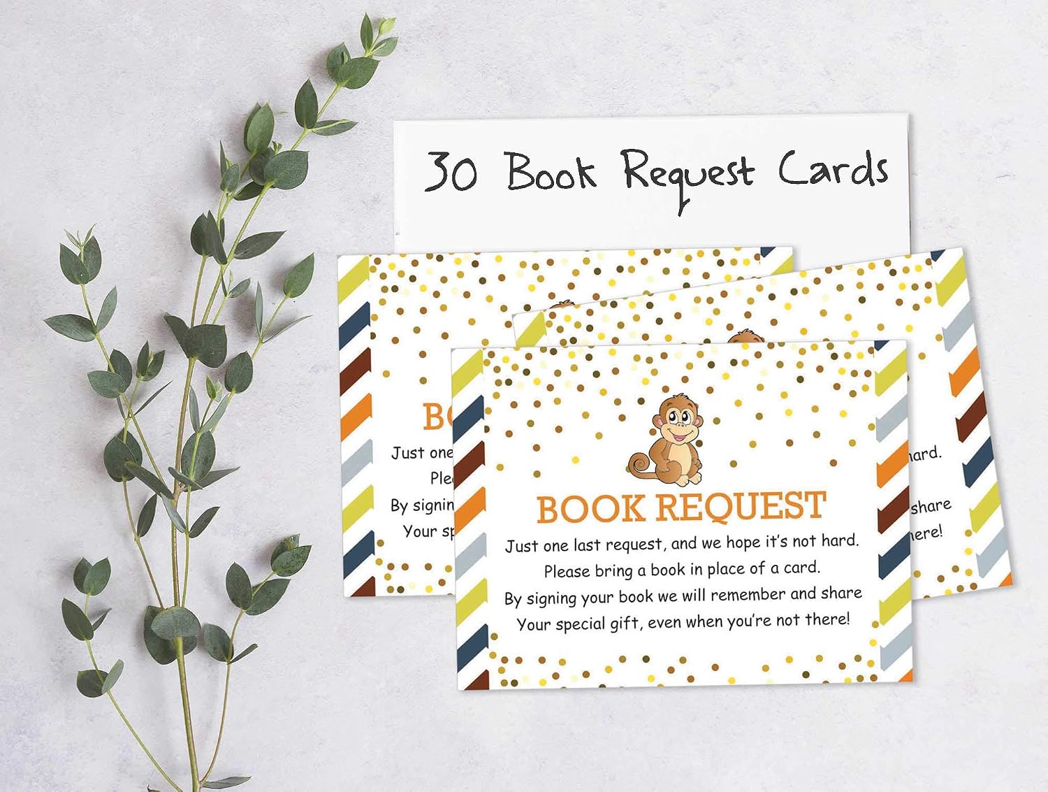 Set of 30 Monkey Jungle Animals Baby Shower Invitations-Diaper Raffle Tickets and Baby Shower Book Request Cards Gender Neutral Invites Its A Boy Its A Girl