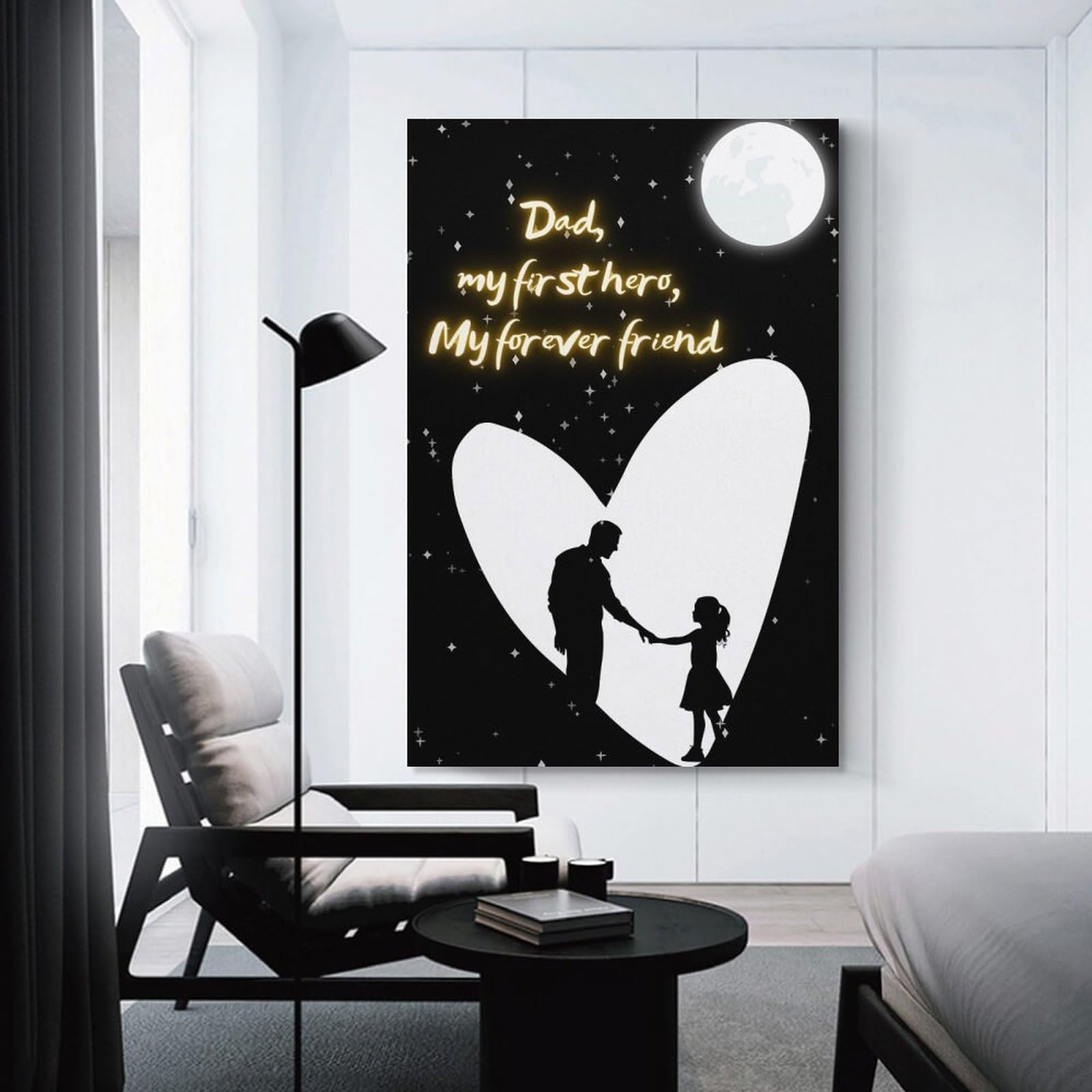 Junmoney Hero Dad Starry Sky Decorative Wall Artwork 24x36inch(60x90cm), for Living Room, Lounge Or Sitting Room, A Home Accent with Warm Character