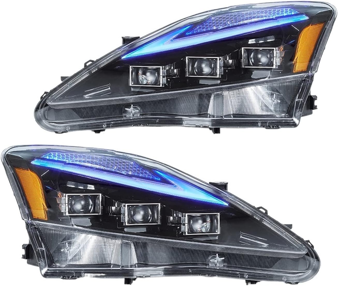 Automobile LED Headlight Assembly. Compatible for Lexus IS250 IS350 C ISF 2006-2013 Bulle DRL Automotive Design Headlamp Accessories Light (Color : Amber, Size : RHD)
