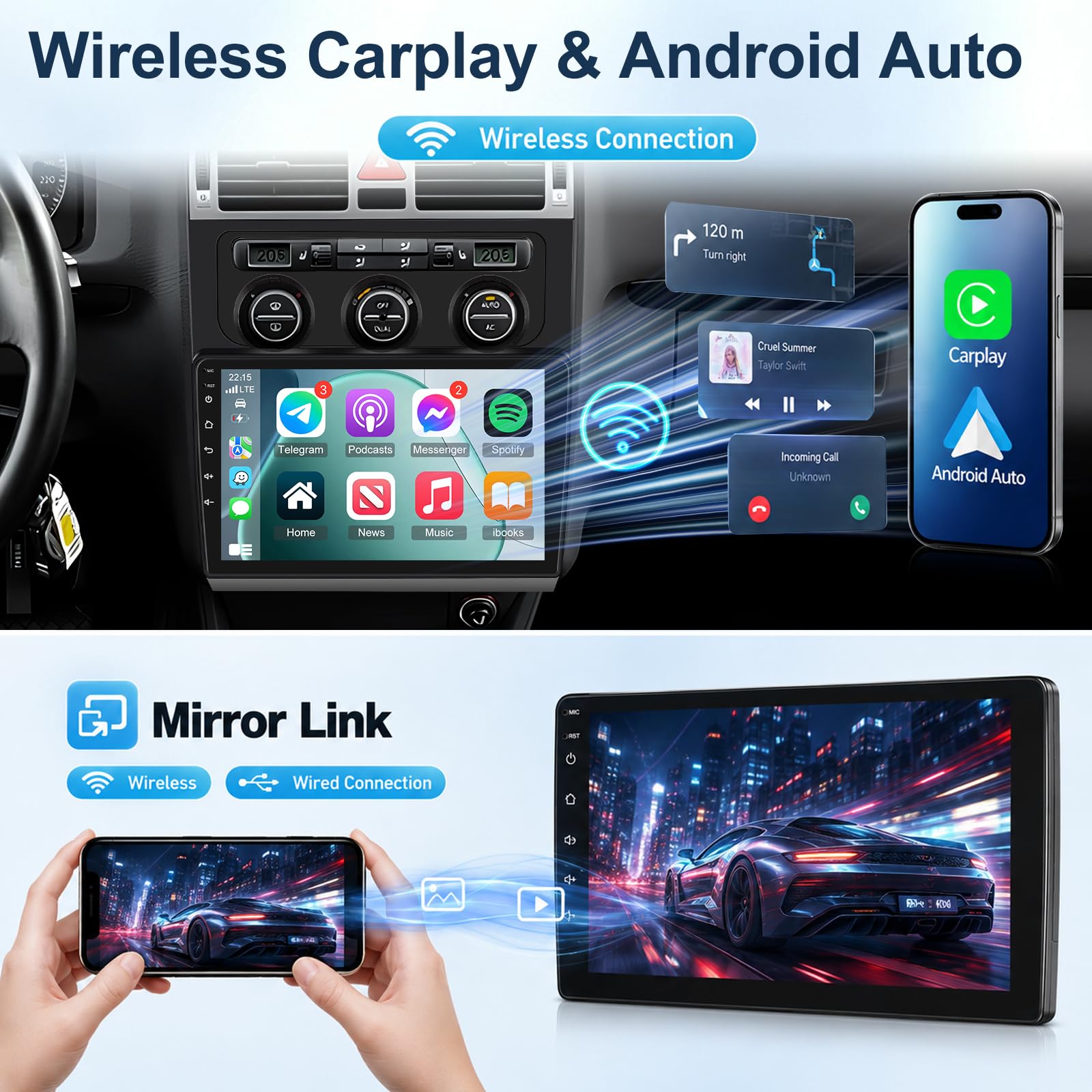 2GB+64GB Autoradio Android per VW Volkswagen Touran Carplay 2003-2010