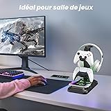 KDD Headphone Stand - Rotatable Controller Holder with Wireless Charging & 9 Light Modes, Gaming Headset Stand with 2 USB and Type C Ports - Controller Stand for Gamers Desktop Accessories (Black) - 7