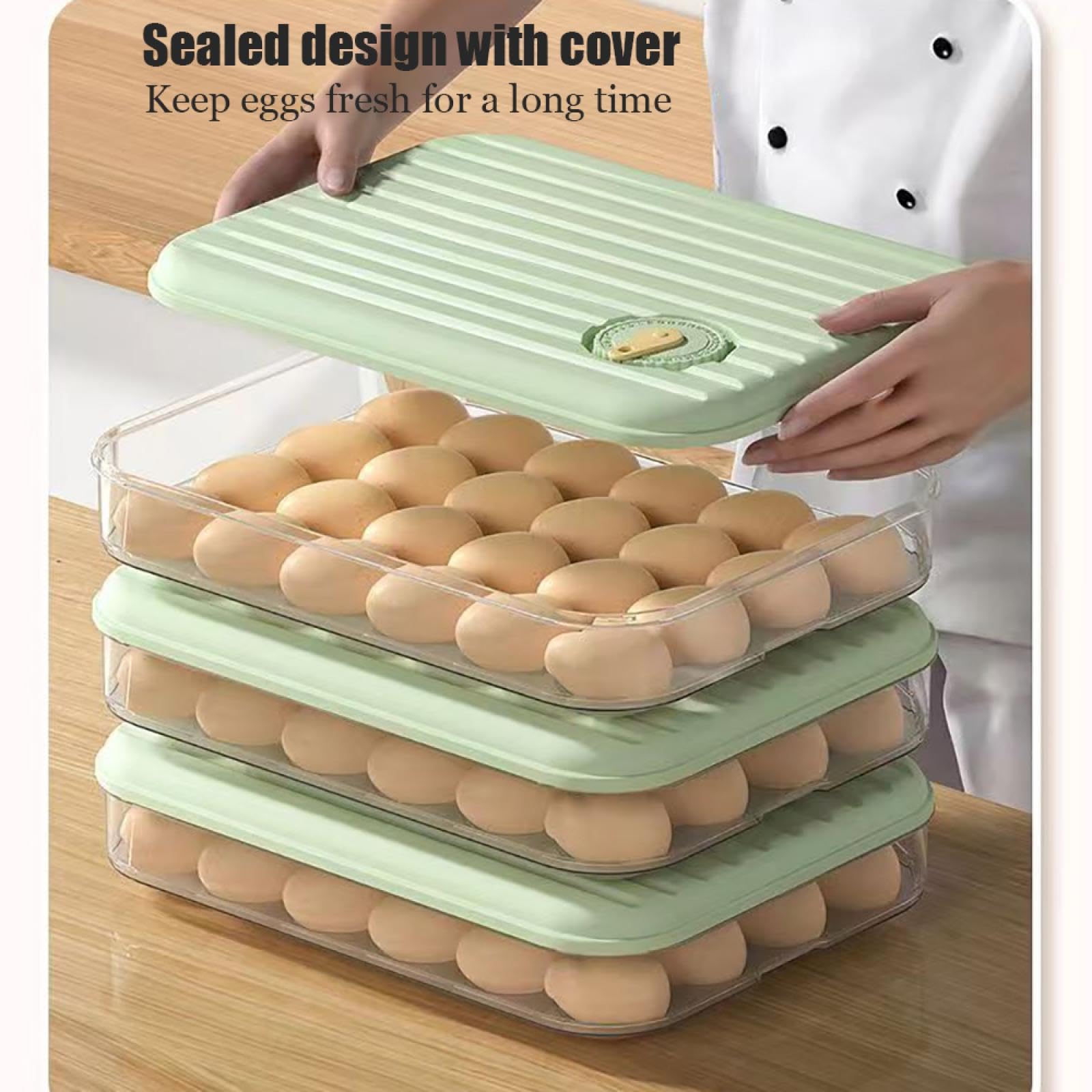 Caja de Almacenamiento de Huevos de 24 Rejillas,Soporte para Huevos para refrigerador,Almacenamiento de Huevos para encimera,Organizador de Huevos,Dispensador de Huevos para refrigerador