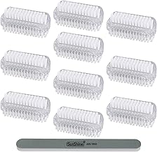 Pack of 10 Double-Sided Hand Brush Nail Brush with Hard Bristles Hand Wash Brush Fingernail Brush with 5 Nail Files for Cleaning Hand Nail Bathroom Sink
