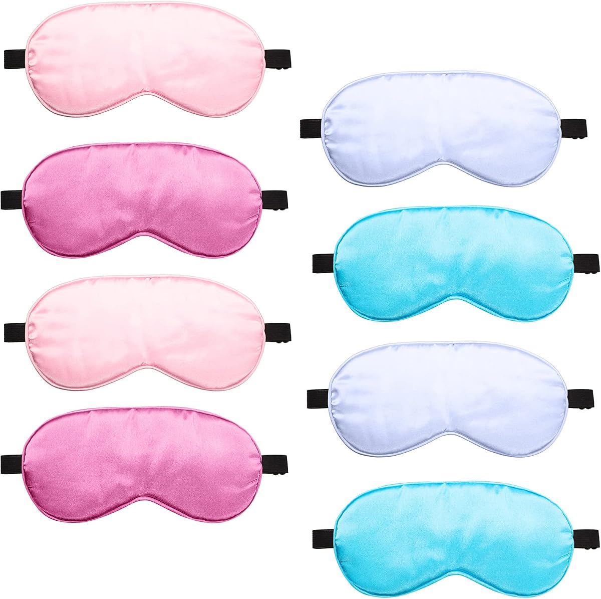 BBTO 8 Pcs Silk Sleep Mask Soft Plush Eye Cover for Women, Light Color
