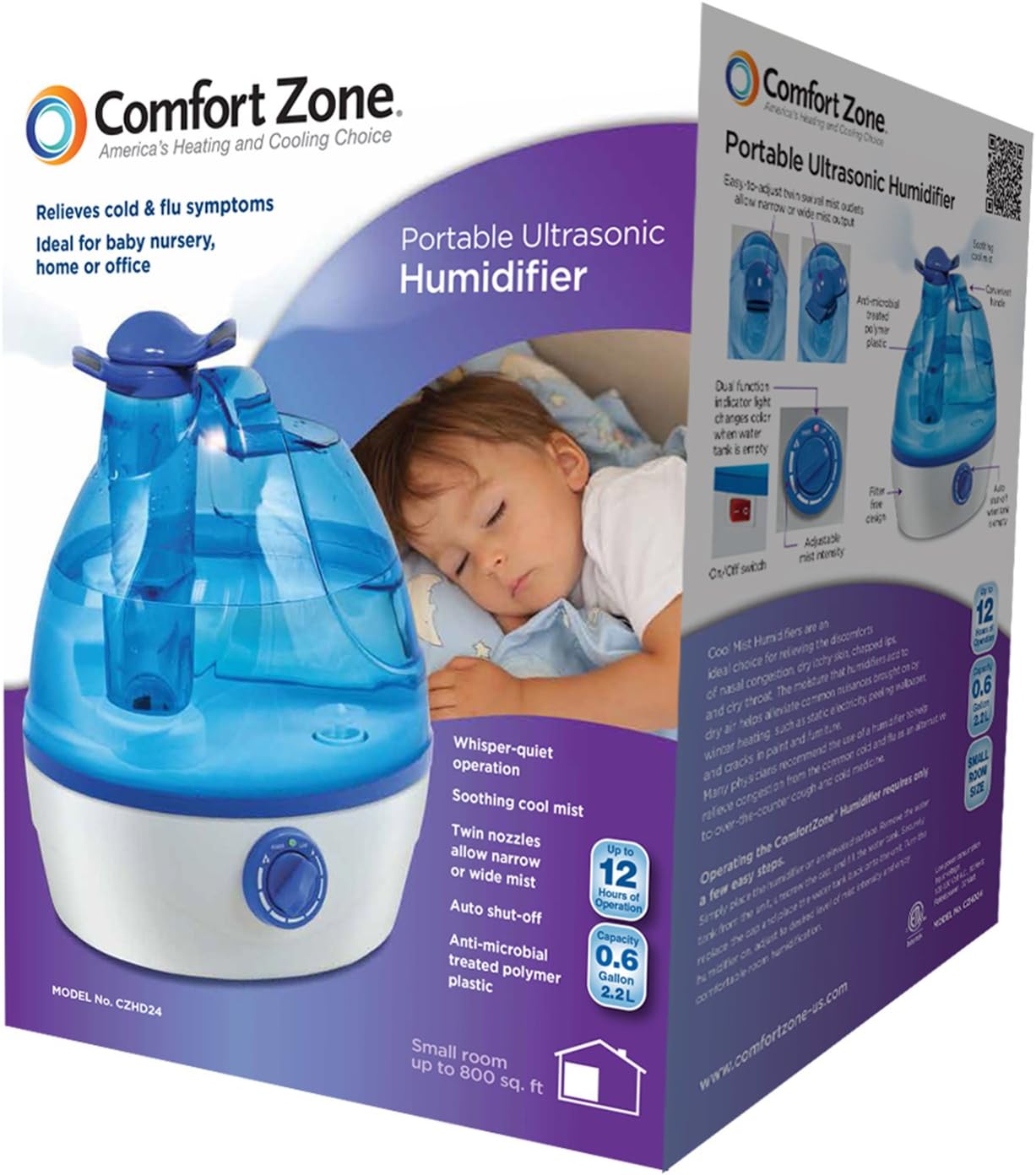 Close-up of the blue control knob with power and mist intensity markings