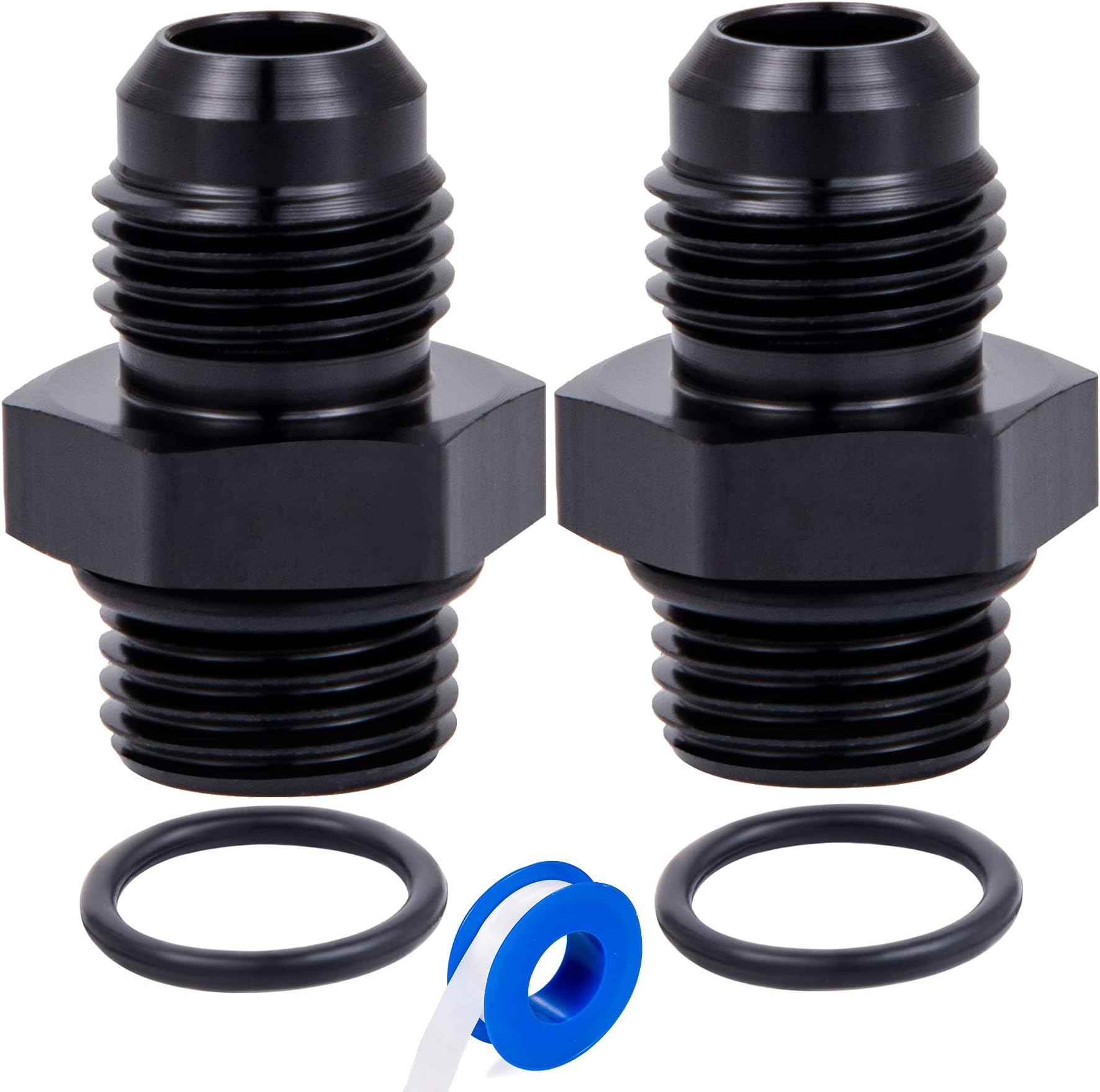 6AN Male Flare to AN6 ORB Male O-Ring Fitting Adapter 2PCS (2PCS 6an ORB to 6an)