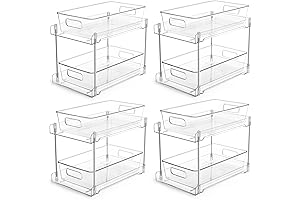 Vtopmart 4 Pack Under Sink Organizers, Pantry Shelf Organizer, Clear Drawers