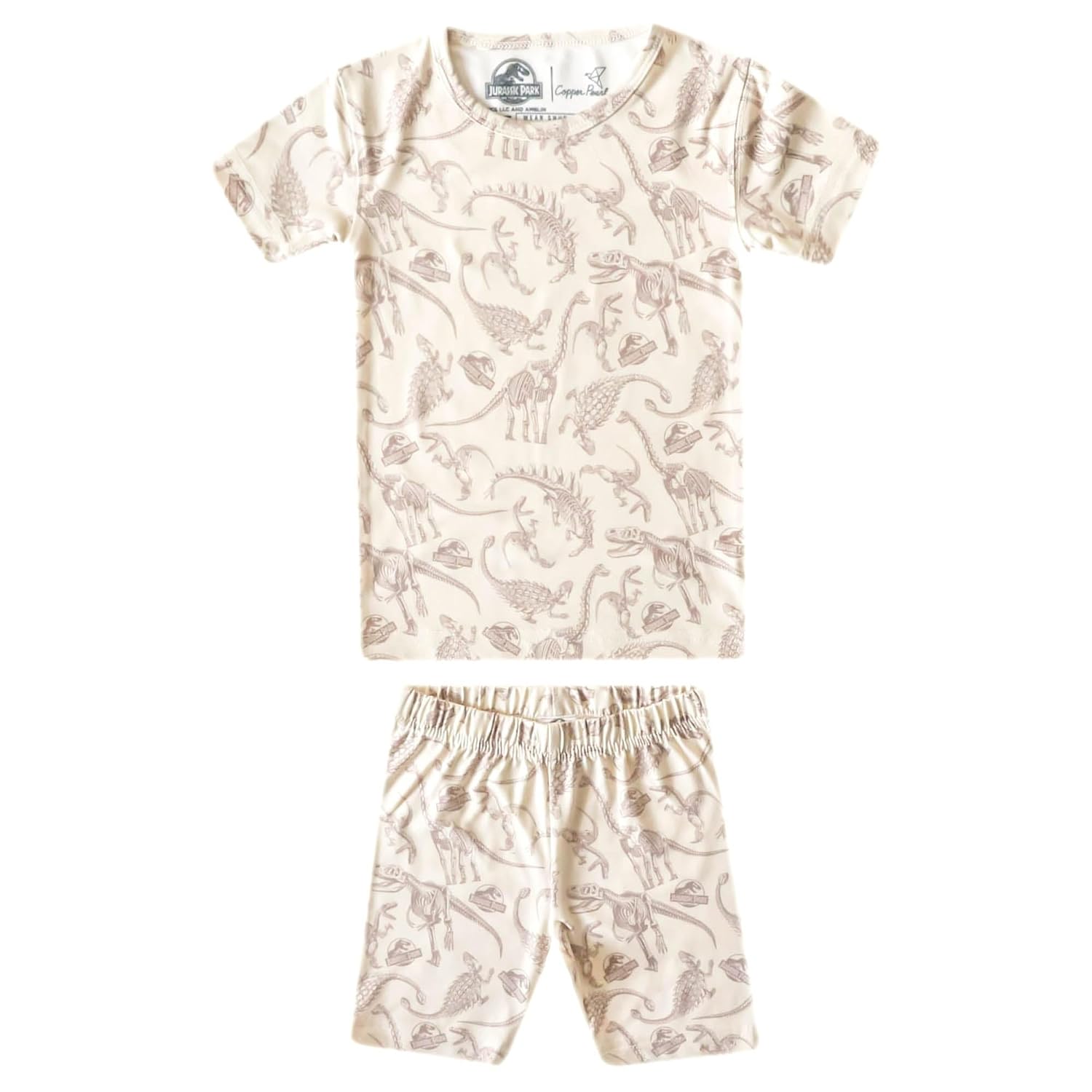 Copper Pearl Two Piece Short Sleeve Toddler Pajamas PJ Sets for Boys and Girls - Adorable Pattern Summer Pajamas Shorts to Keep Cool While Sleeping, Size 12 Months to 5T - Dinosaurs of Jurassic Park