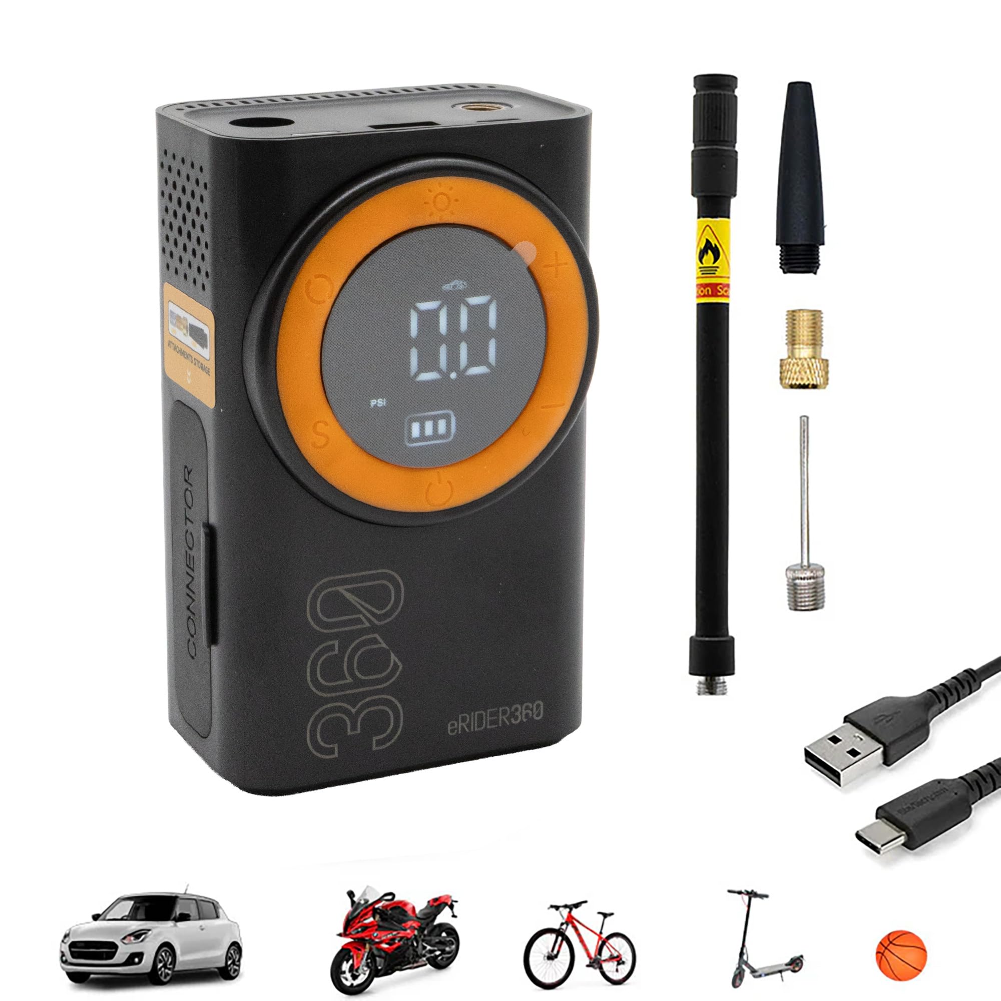 eWheel Air 008 Inflador eléctrico portátil función Power Bank para Patinete eléctrico neumático de Alta Resistencia para Uso Diario Mejor Agarre y Estabilidad en desplazamientos urbanos