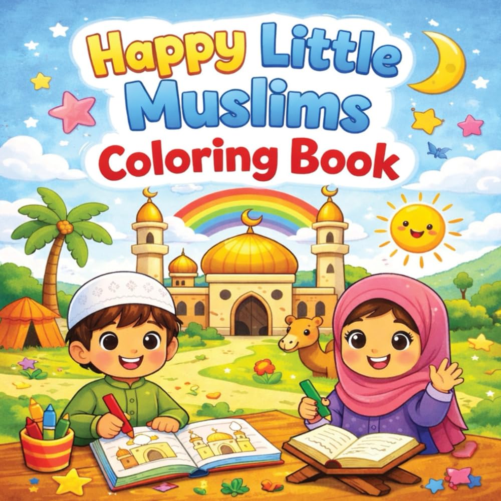Happy Little Muslims Coloring Book: Fun and Educational Islamic Coloring Pages for Kids Ages 3–8