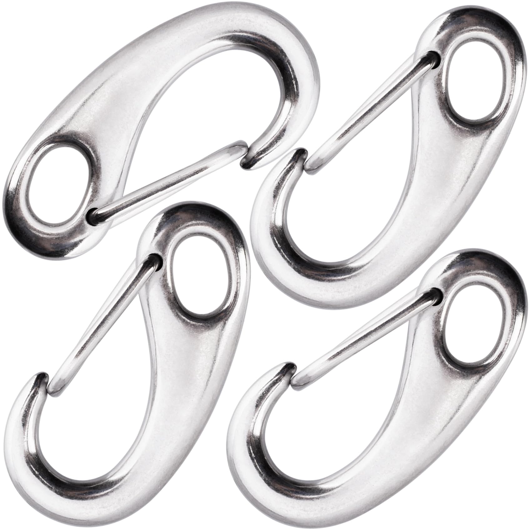 Paquete de 4 mosquetones marinos, ganchos de acero inoxidable de 2 pulgadas, clips de resorte resistentes de 220 libras para camping, senderismo, llaveros, bolsas