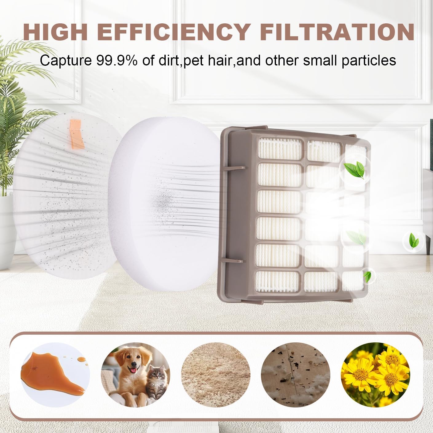 Vacuum Filters Replacement for Shark NV60 NV70 NV70 26 NV71 NV80 NVC80C NV80 26 NV90 NV95 UV420 NV90 26 Navigator Professional Upright Vacuum,2 HEPA Filter, 4 Foam & 4 Faux Felt Filters # XFF80 XHF80