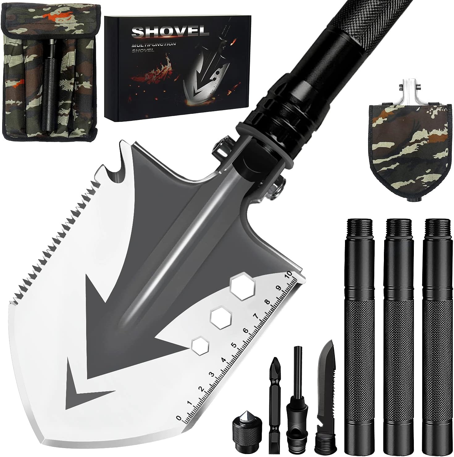 WANOSS Survival Camping Shovel Multi-Function Tool Set