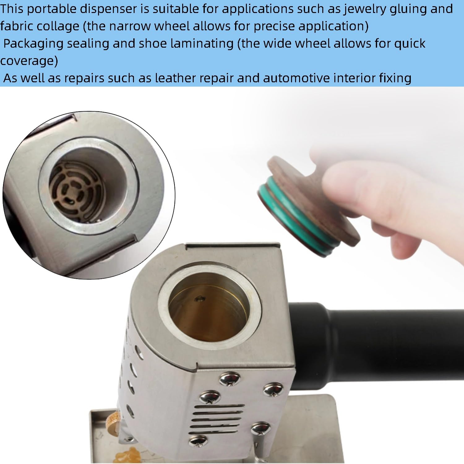 Dispenser a rullo per colla a caldo, temperatura regolabile 50-300 ℃, macchina per incollaggio commerciale per imballaggio di tessuti e incollaggio in pelle con rullo da 8 mm