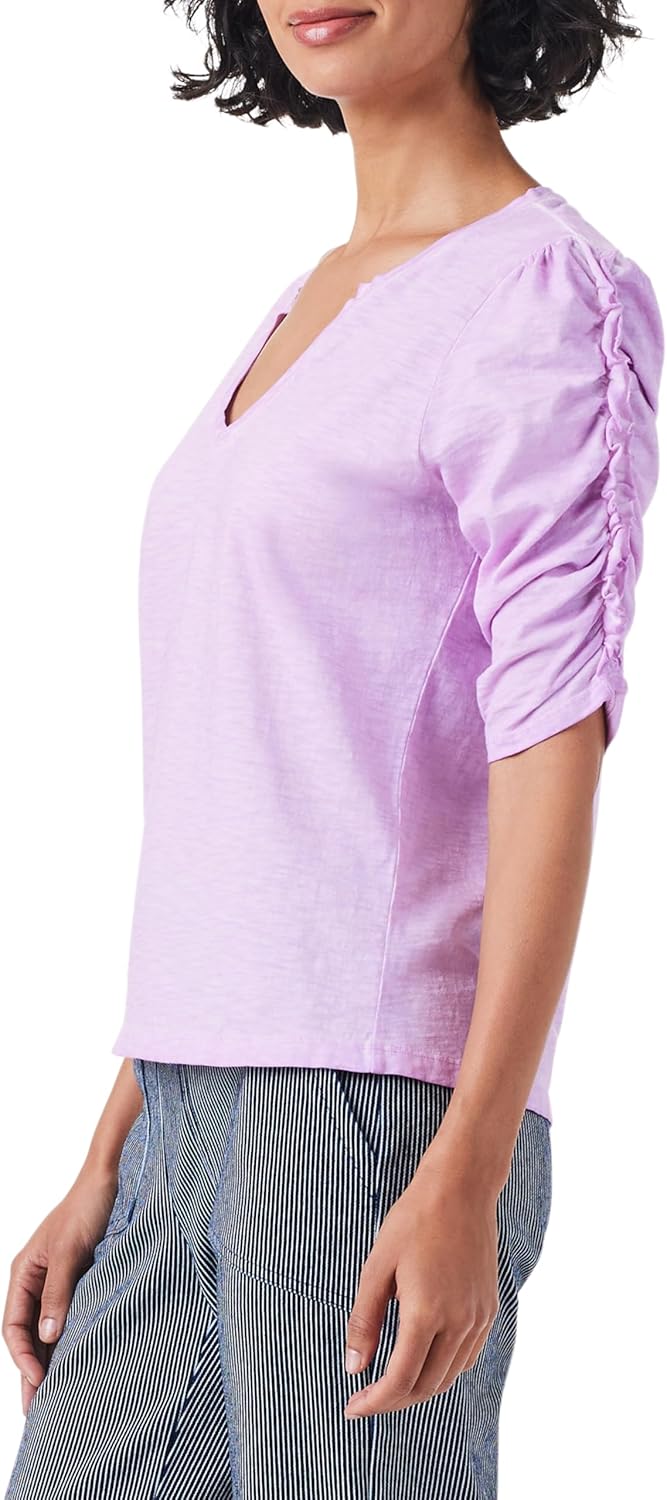 NIC+ZOE Women's Ruched Elbow SLV Split Neck - Image 3