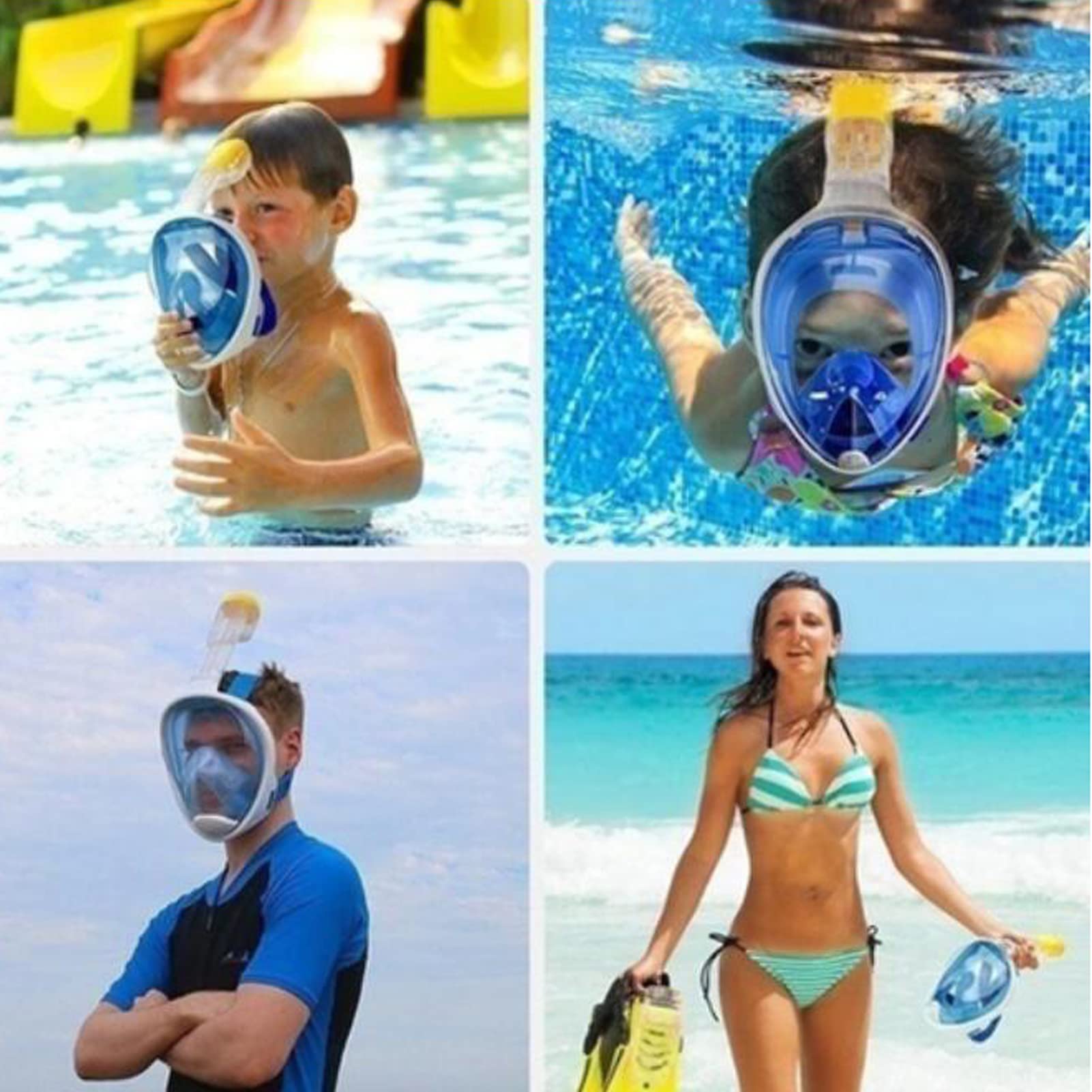 Maschera da snorkeling, anti-nebbia, anti-perdite con vista a 180°, maschera da snorkeling per adulti e bambini