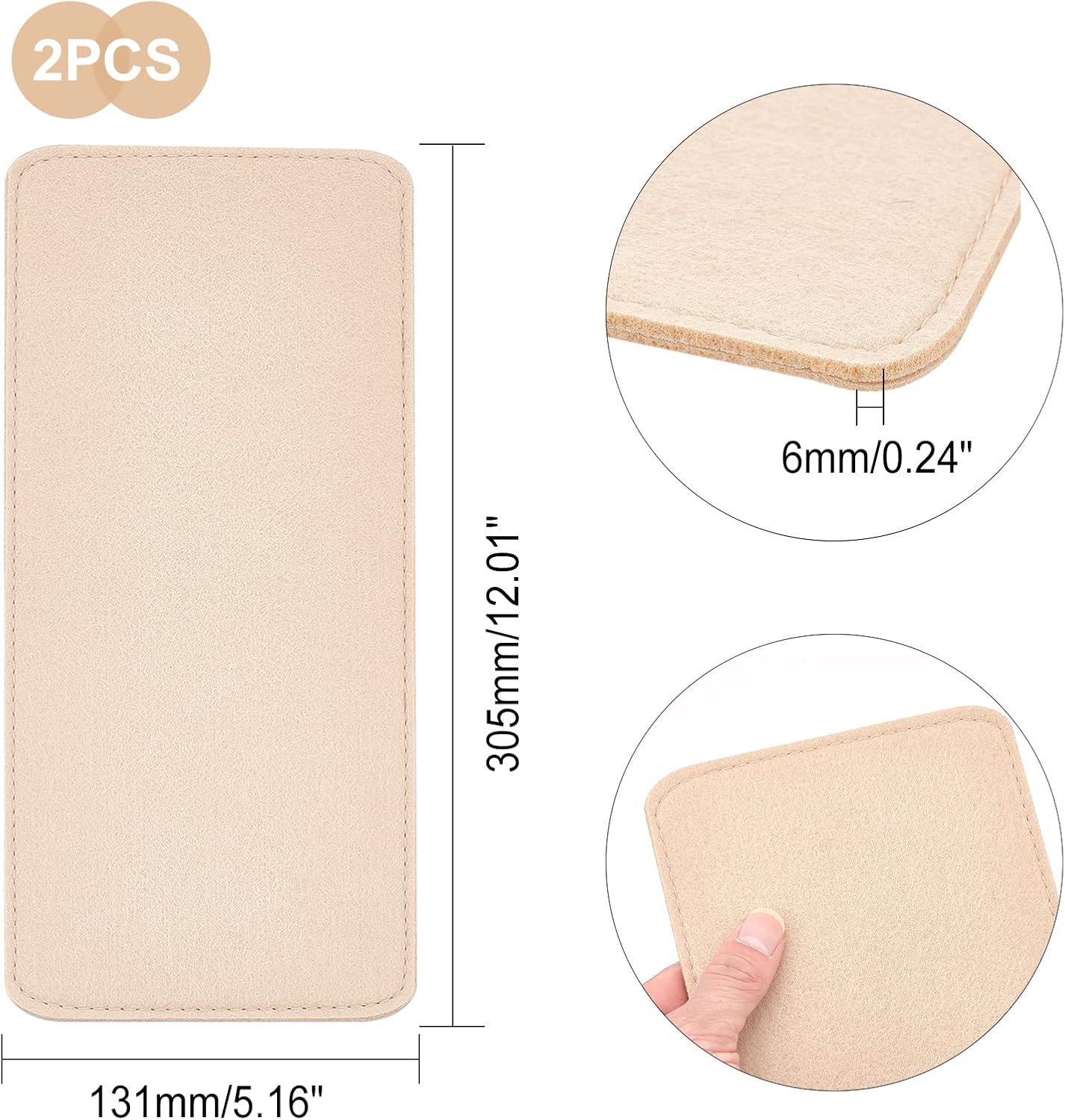 PH PandaHall 2pcs Handbag Base Shaper,Felt Bag Bottom Shaper Pad Arc Corner Bag Liner Board
