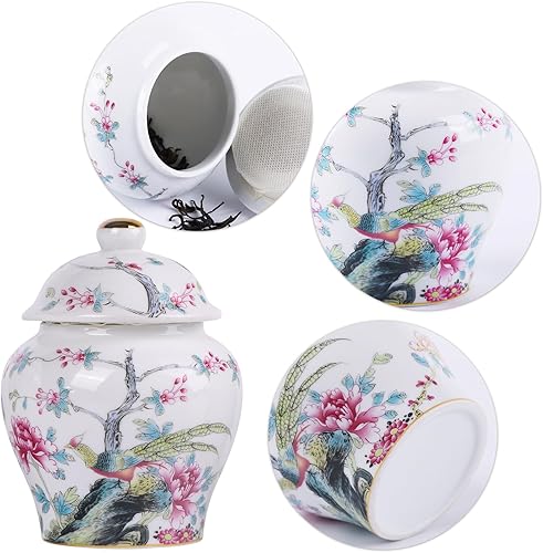 Miniatura 3 de XINGYAN Chinoiserie - Juego de 2 tarros de jengibre, porcelana china azul y blanca, tarro de almacenamiento decorativo para el hogar con tapa (juego