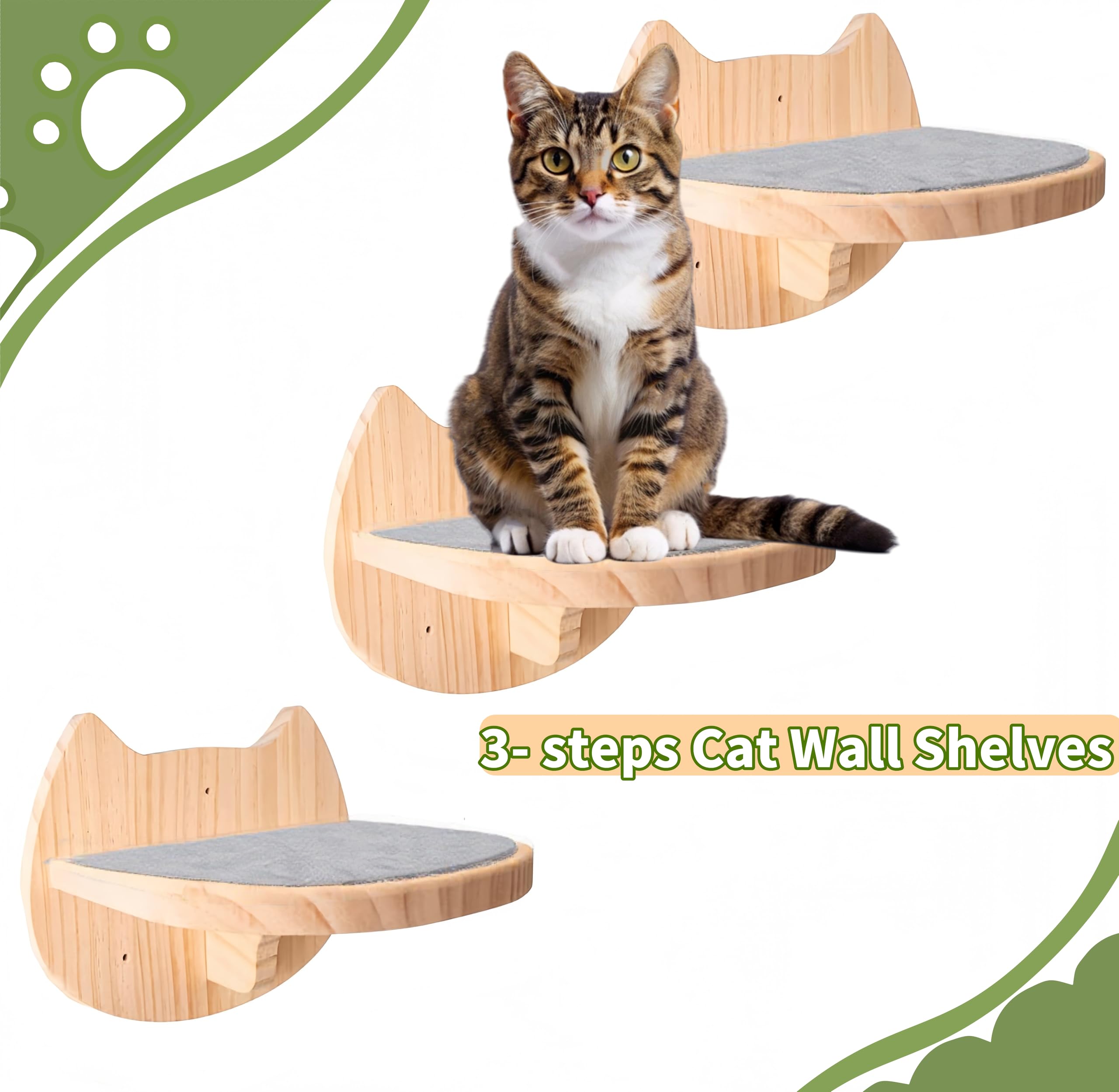 kletterwand Katzen Wand montierte Katze-Hängematte ﻿Katze Kletterwandmit Katzentreppe für die Wand, 3-teilig Katzen Kletterwand Set, Katzenhängematte XL Extra Stabil und Groß Stabiles Kratzbaum Wand