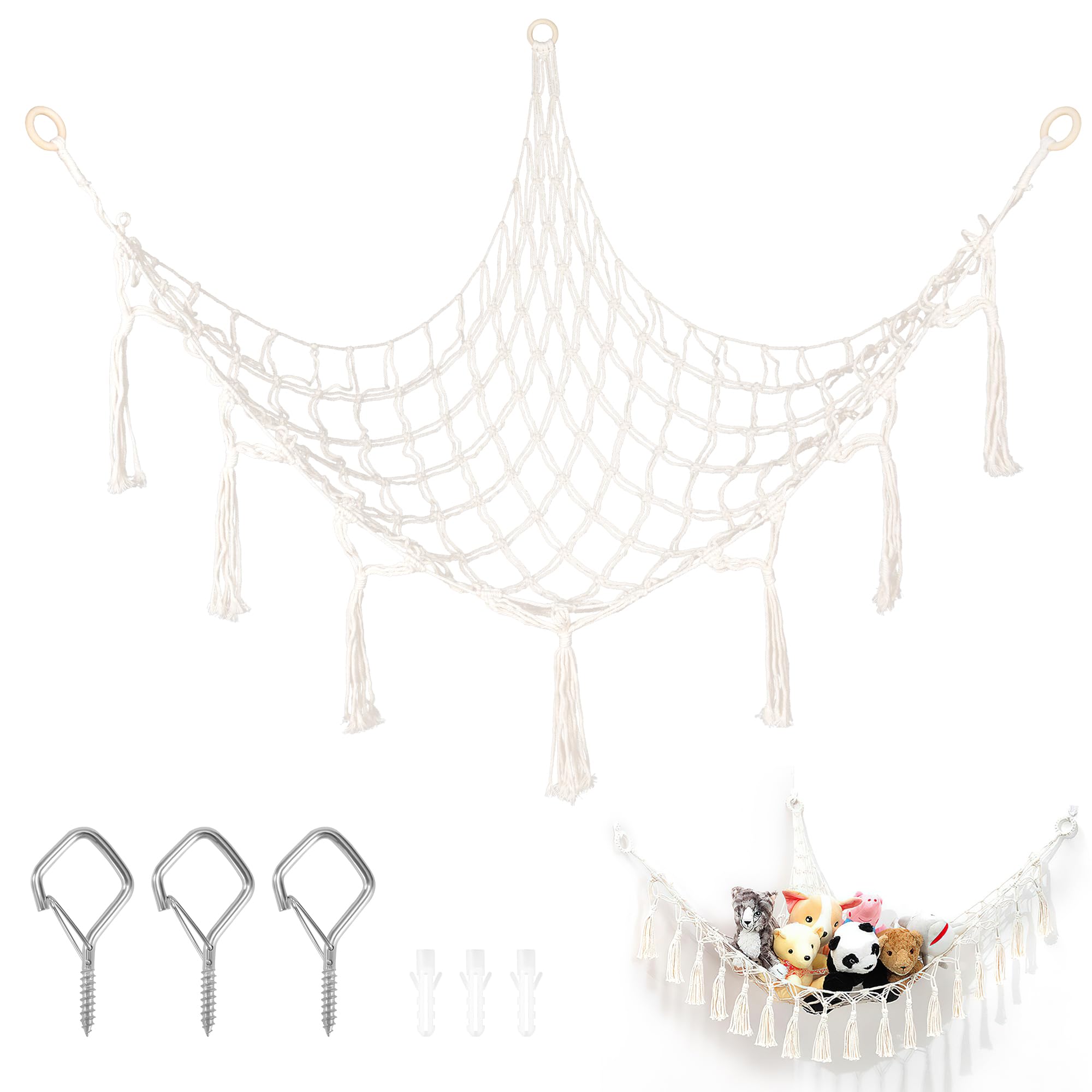 Amaca A Rete Per Peluche - 180x120x120 Cm, Poliestere, Organizzazione Giocattoli Per Camera - Foto 12