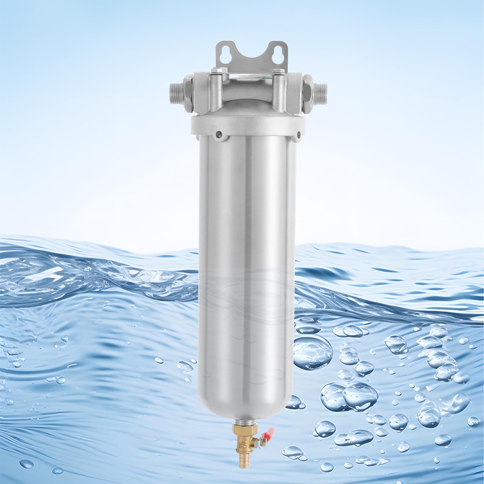 Edelstahl Wasserfilter, Wasserfiltergehäuse Wasserfilter Große Patrone Trinkwasser Filtersystem, Einkopf Edelstahl Wasserhahn Wasserfilter