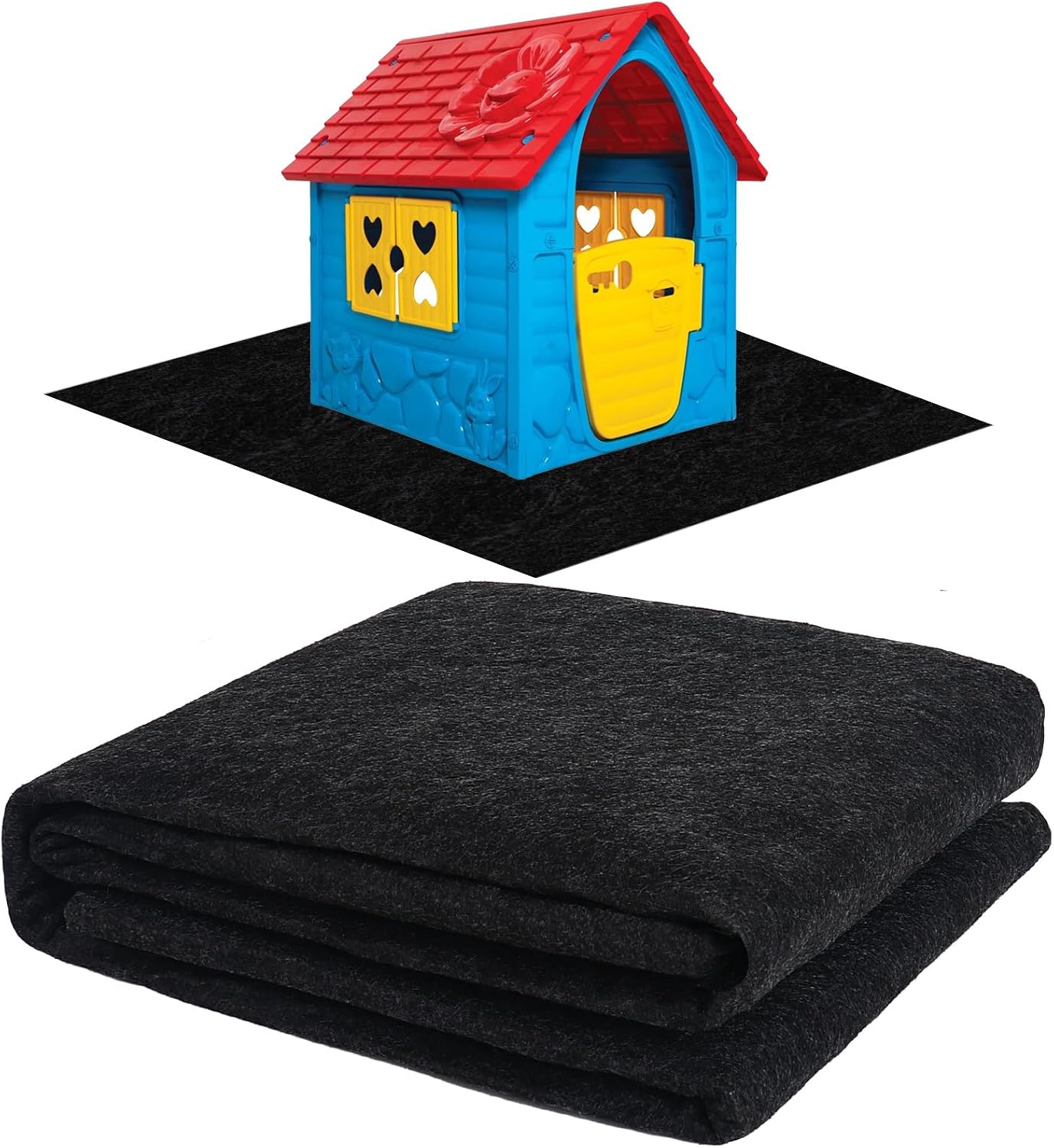 Outdoor Playhouse Mat 59'' x 59'' Portable Activity Rug with Non-Slip Backing Outside Game House Play Mat Playhouse Pad Rug for Outdoor Playground Flooring