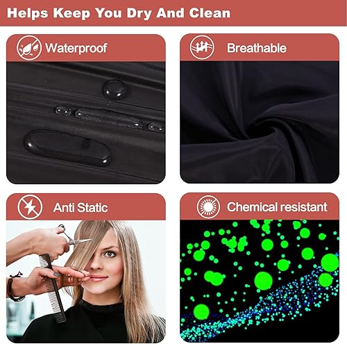 Miniatura 2 de Capa de nailon impermeable para peluquería, corte, teñido, champú y aplicación de maquillaje, Negro -