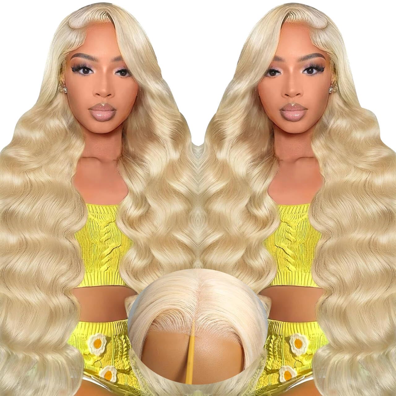 Blonde Wig Human Hair 26 Inch 7x5 HD 613 Lace Front Wig Human Hair Blonde Wear and Go Glueless Wigs Pre Plucked Pre Cut 200% Density 613 Body Wave Human Hair for Black Women