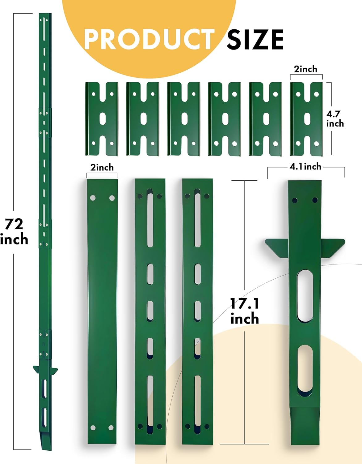 72-Inch Heavy Duty Metal Sign Posts, 6ft Tall Lawn Sign Stakes for Outdoor Signs, Outdoor Events, Parking, Garage, Bar, Lawn Signs, Green, 2pcs