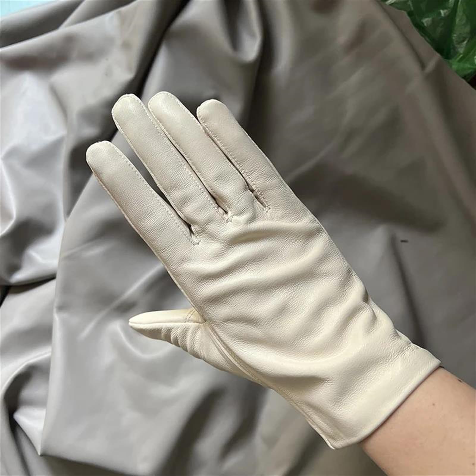 Guantes unisex de piel de oveja auténtica con forro polar para pantalla táctil, cálidos, térmicos, resistentes al viento, guantes de conducción