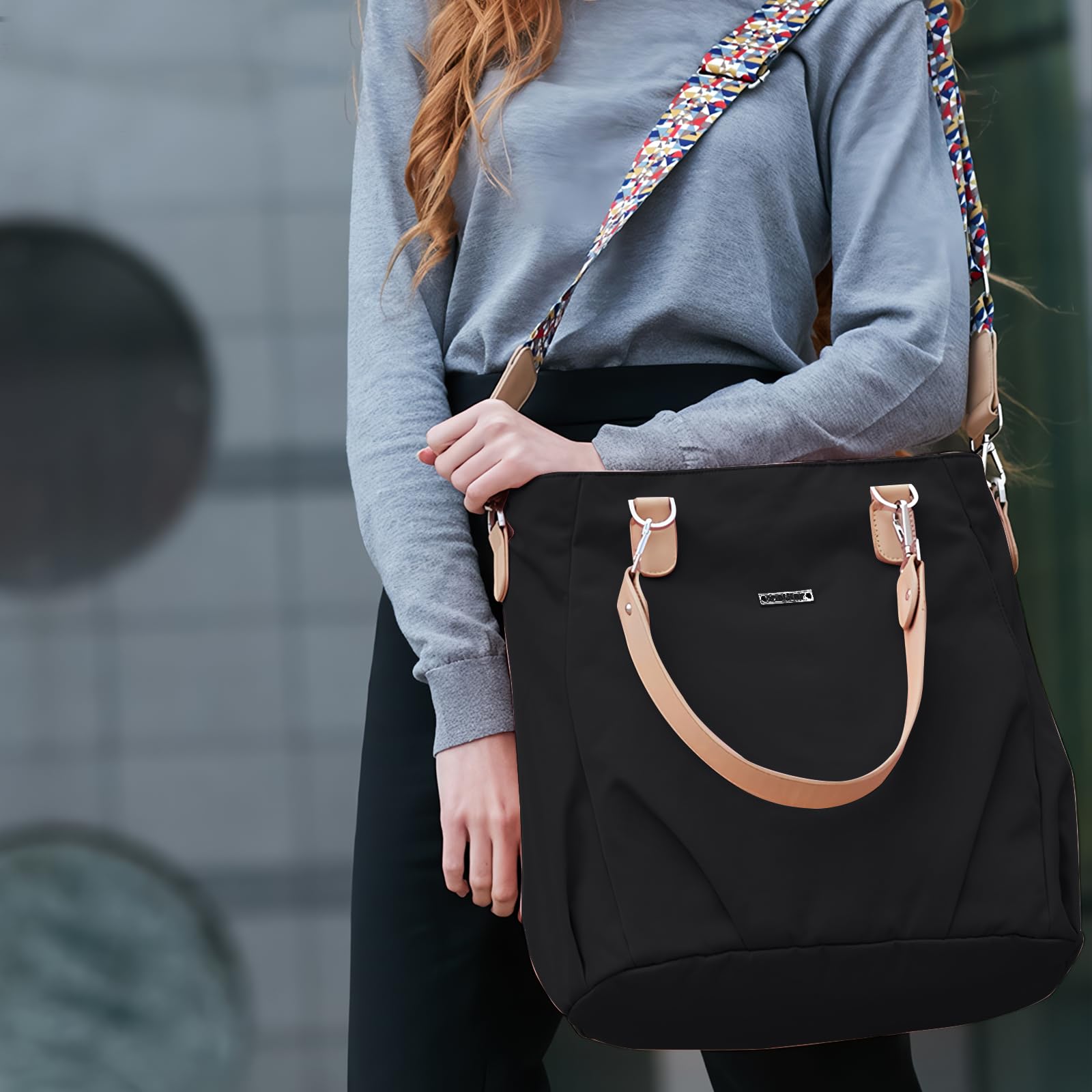 SONARIN Elegante Impermeabile Borsa Fasciatoio per Neonato,Grande Capacità Borsa per il Cambio Borsa a Tracolla Borsa per Pannolini da Viaggio con Ganci per Passeggino & Fasciatoio