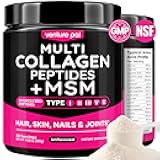 Venture Pal Multi Collagen Protein Powder Type I, II, III, V, X - Hydrolyzed Collagen Peptides MSM + GC & Vitamin C Collagen Supplement for Women & Men | Joint, Hair, Skin & Nail Support | Non-GMO