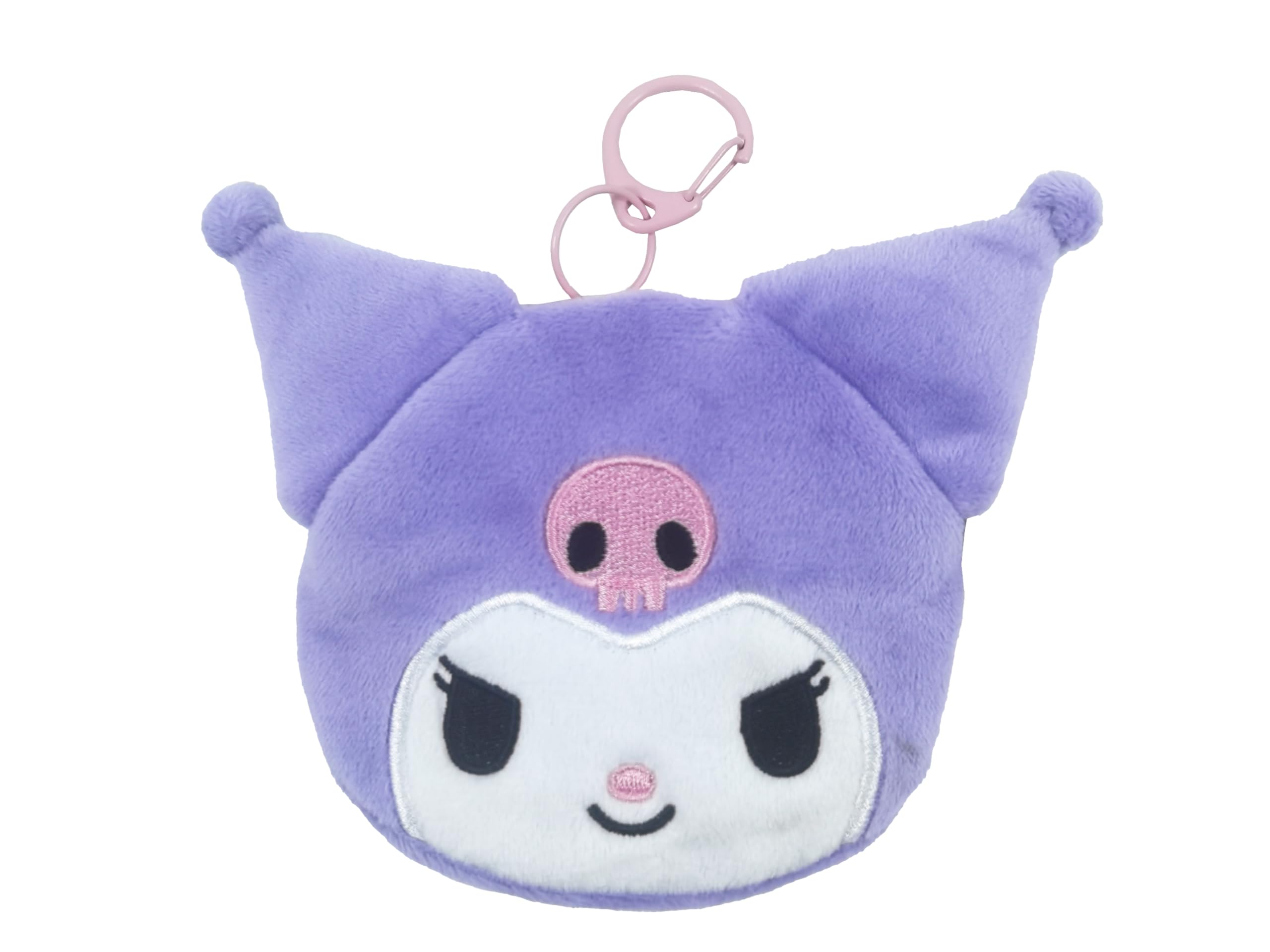 CYPBRANDS Hello Kitty, Sanrio, Kuromi, Purse, Purse, 3D Figure, Kuromi Face, Plush, Purple, Official Product, berry, Medium