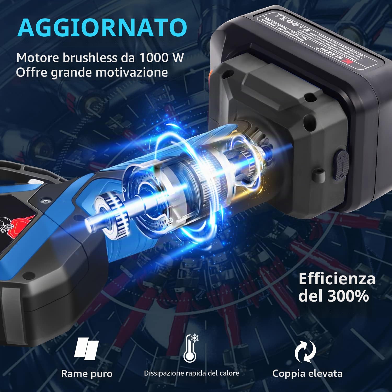 Forbici Potatura Elettriche 42mm con LED Display, 1000W Elettriche per Potatura Professionali, 2PCS 25.2V 2Ah Batteria Ricaricabile al Litio - Nero