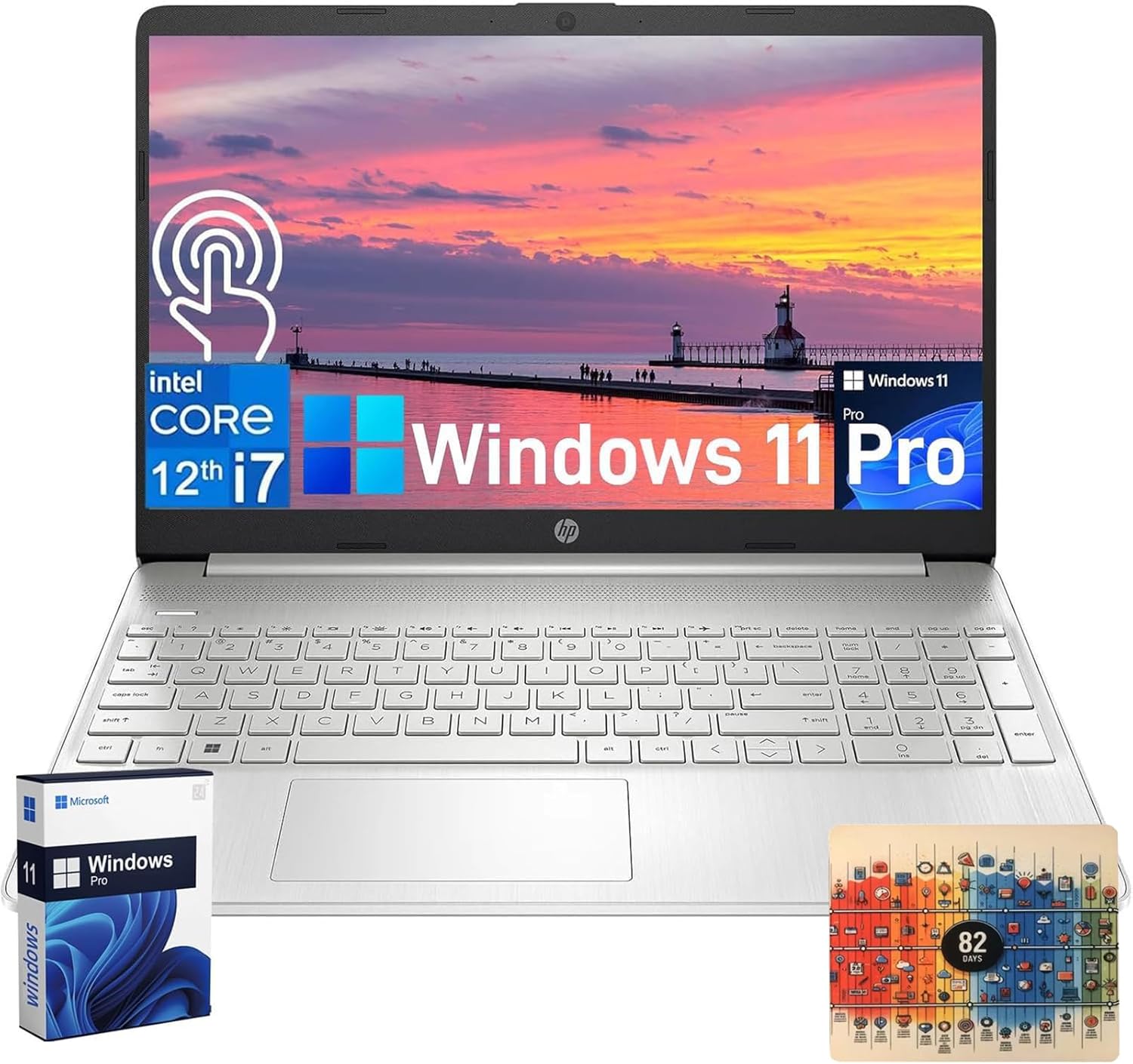 HP 15.6 Touchscreen Laptop with Win 11 Pro, Intel 10-Core i7-1255U, 32GB RAM, 1TB SSD, Intel Iris Xe, WiFi, Numeric Keypad