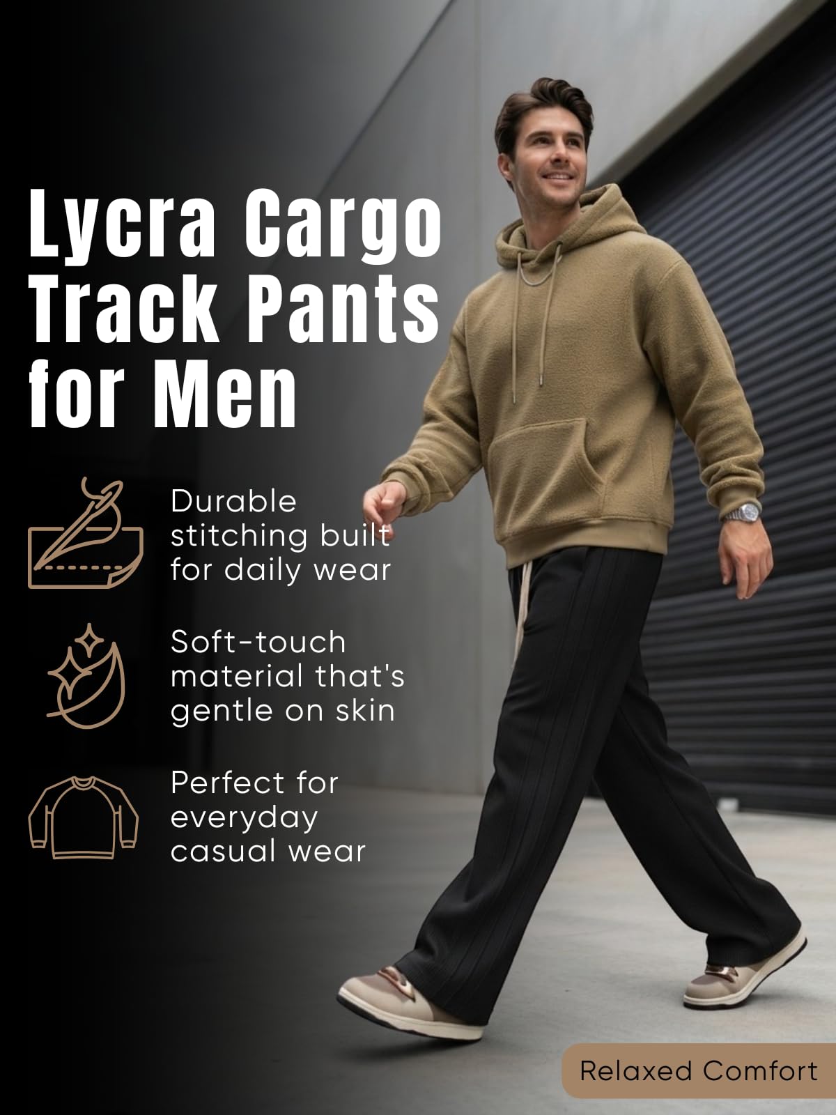 GRECIILOOKS Pantalones de entrenamiento cargo para hombre, cintura media, licra, holgados, estilo coreano, ropa de viaje y salón con bolsillos, 2 unidades