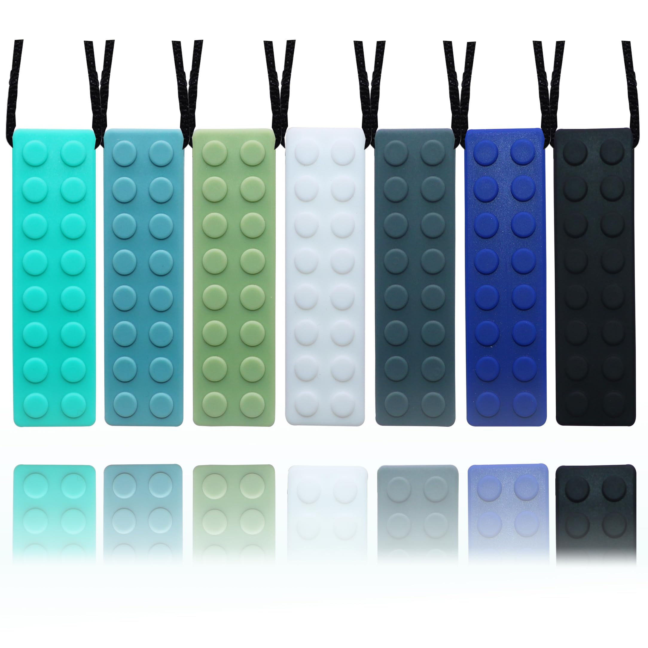 Kauen Halsketten für Kinder，7 Pack Silikon-Kauspielketten für Kleinkind mit ADHS, SPD, Autismus, Kaubedürfnissen, orale Kaugummi-Spielzeuge für Erwachsene zur Verringerung von Kauangst und Zappeln