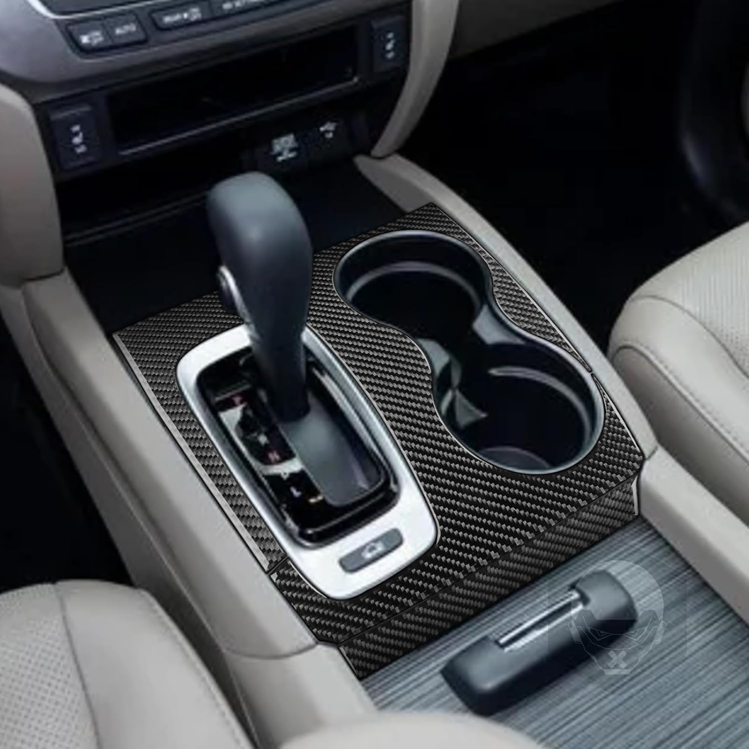 Premium Real Carbon Fiber Central Control Gear Shift Panal Cover Trim Compatible with Honda Ridgeline 2017-2023 / Pilot 2016 2017 2018 2019 2020 Interior Accessories