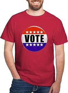 Vote Button T Shirt Men's 100% Cotton, Classic Graphic Dark T-Shirt