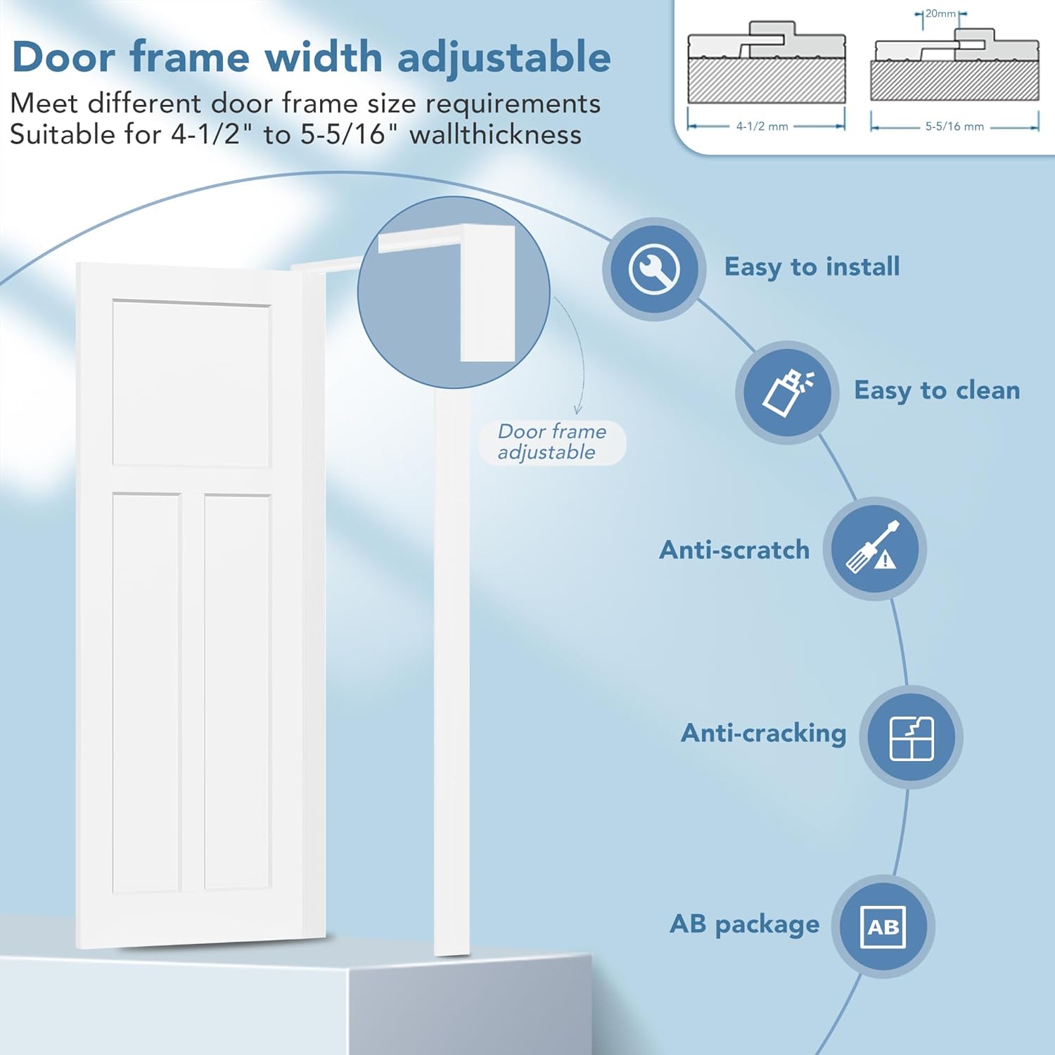 30" x 80" Interior Door, 5-Panel Pantry Door with Jamb Kits - DIY Paintable French Bedroom Door Panels for Home （Hinges and Handles not Included）