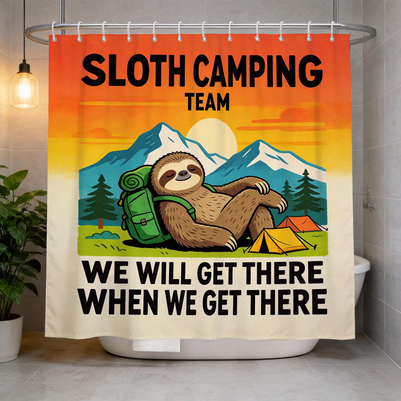 Hongduo 3D Sloth Cartoon Shower Curtain for Stalls Bathtubs Travel Camping Bathroom Decor Shower Curtain Set Polyester Fabric Waterproof 200x200cm/79X79 Inch with Hooks
